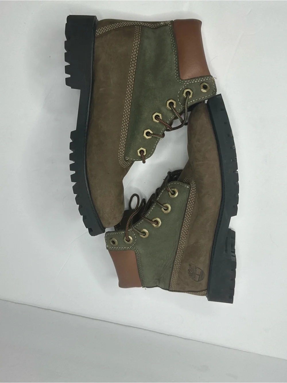 Timberland Olive and Brown Leather Ankle Boots